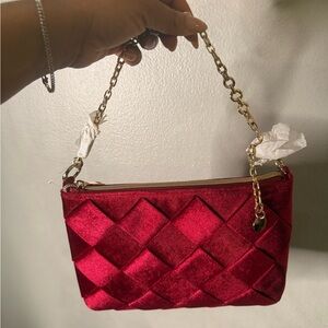 Elegant Red Woven Clutch